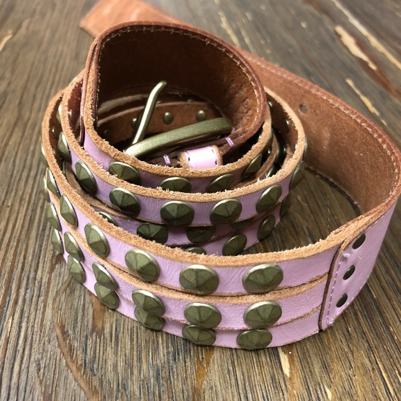 Linea Pelle Genuine Leather Pink Studded Belt main image 7